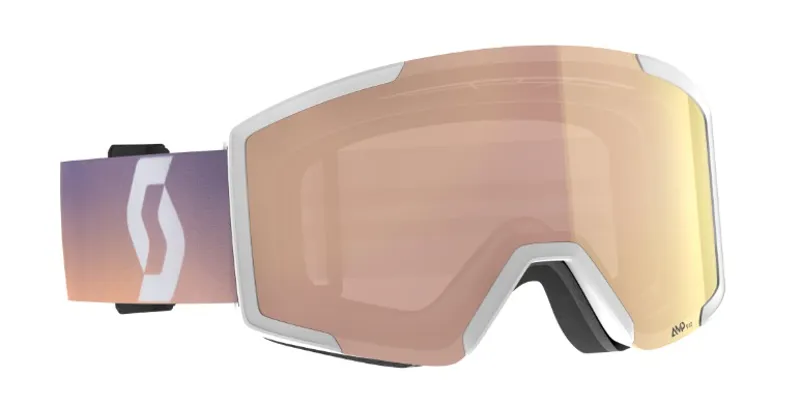 2024/25 Scott Shield goggle in white with amplifier S2 rose chrome lens